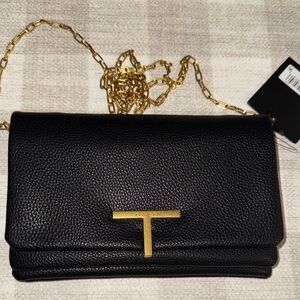 Tahari Black Leather Crossbody Bag